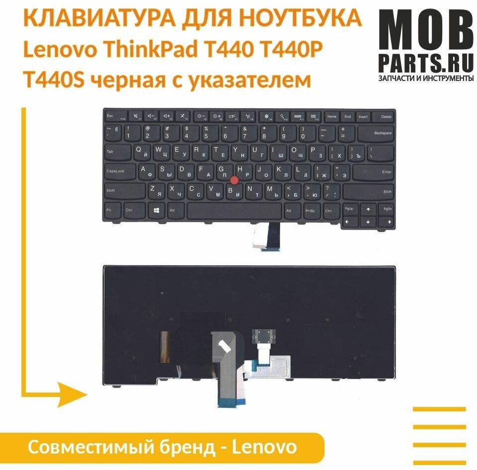 Клавиатура для ноутбука Lenovo ThinkPad T440 T440P T440S черная с указателем