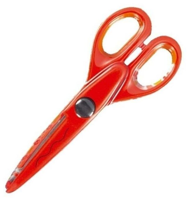 Ножницы фигурные MILAN "ZIGZAG" 16 см, пластиковые ручки цвет красный - фото №1