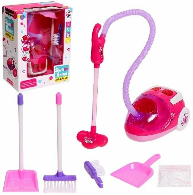 фото Набор Хозяюшка: пылесос со светом и звуком, принадлежности для уборки