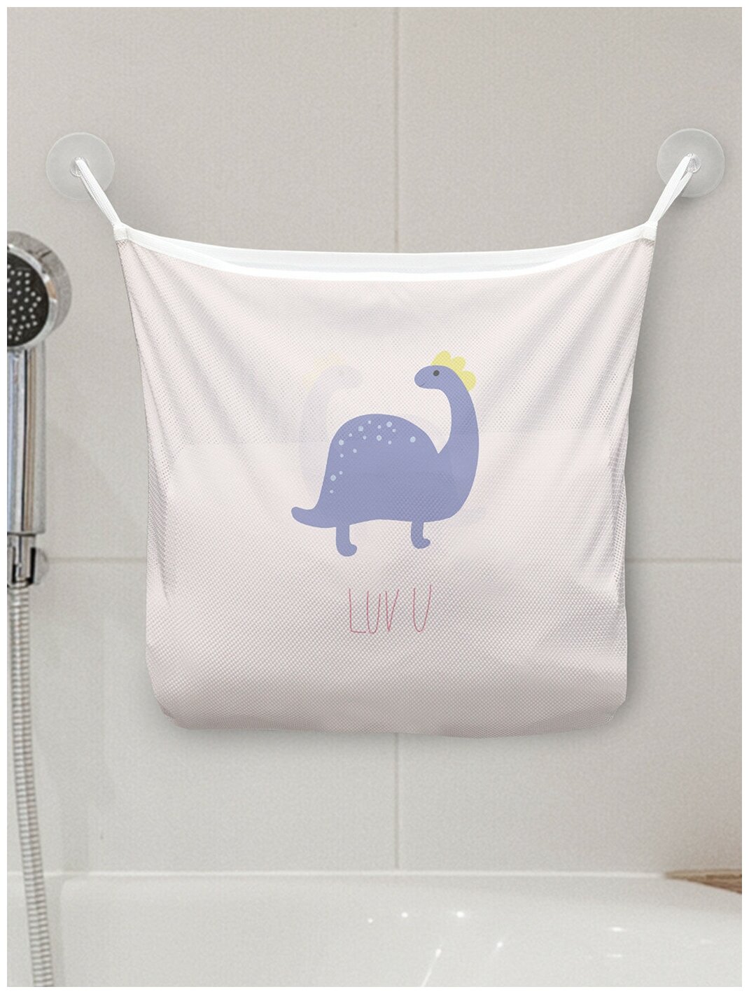 фото Сетка для игрушек в ванну JoyArty "Люблю тебя" настенный органайзер на присосках, 39x33 см