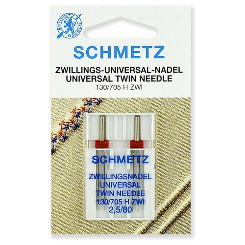 иглы schmetz двойные универсальные 80 2 2 шт 130 705h zwi Игла/иглы Schmetz 130/705 H ZWI 2/80 двойные универсальные, серебристый, 2 шт.