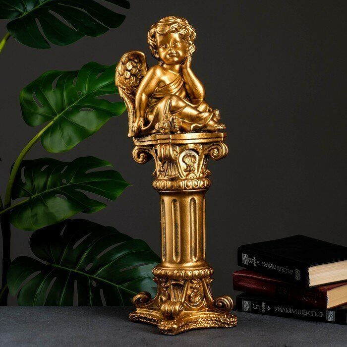 Хорошие сувениры Фигура "Ангел сидя на колонне" бронза 14х14х53см