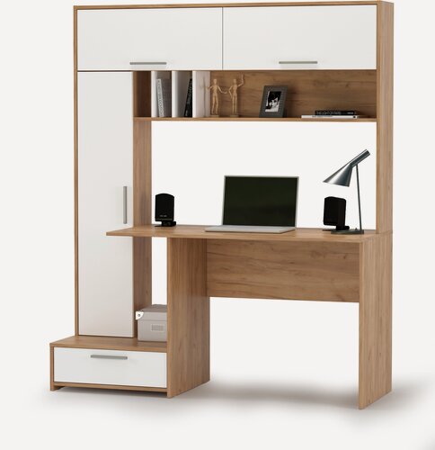 Изображение товара Письменный стол Моби Лайт 03.243 цвет дуб крафт золотой/белый премиум