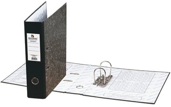BRAUBERG Папка-регистратор А4+, картон с мраморным покрытием, 70 мм, черный - фото №20