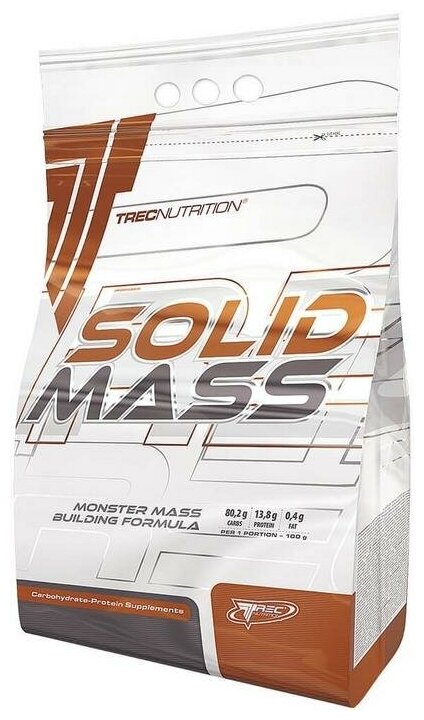 Гейнер для набора массы, 3 кг, Trec Nutrition Solid Mass, вкус: шоколад