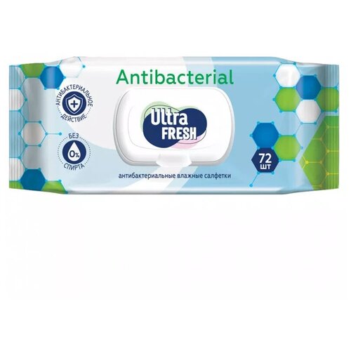 Купить Влажные салфетки ULTRA FRESH Antibacterial с клапаном, 72 шт