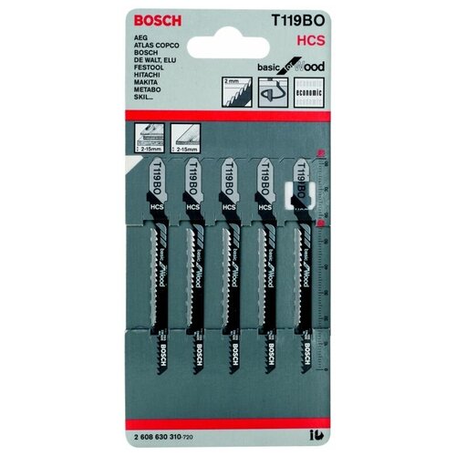 Пилки по дереву 5 шт. (56 мм) для лобзика Bosch 2.608.630.310