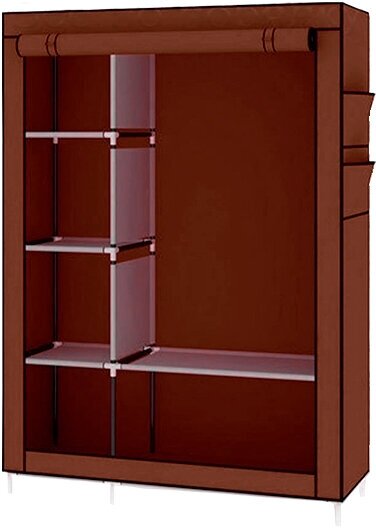 Складной Шкаф, тканевый шкаф, разборный шкаф, мягкий шкаф, сборный шкаф, шкаф из ткани, шкаф чехол, коричневый, 165х105х45 см - фотография № 5
