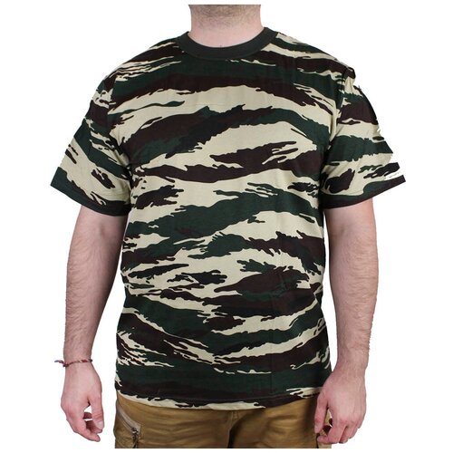 Футболка Kamukamu Футболка мужская 100% хлопок камуфляж tiger stripe Тигр, размер 56, зеленый, коричневый