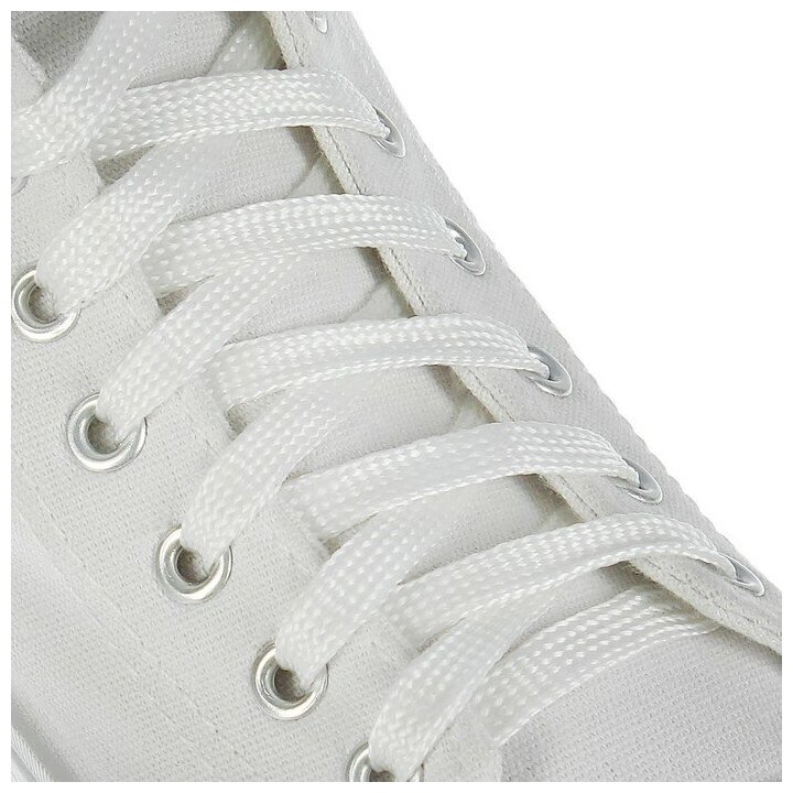 Шнурки для обуви, пара, плоские, 8 мм, 120 см, цвет белый