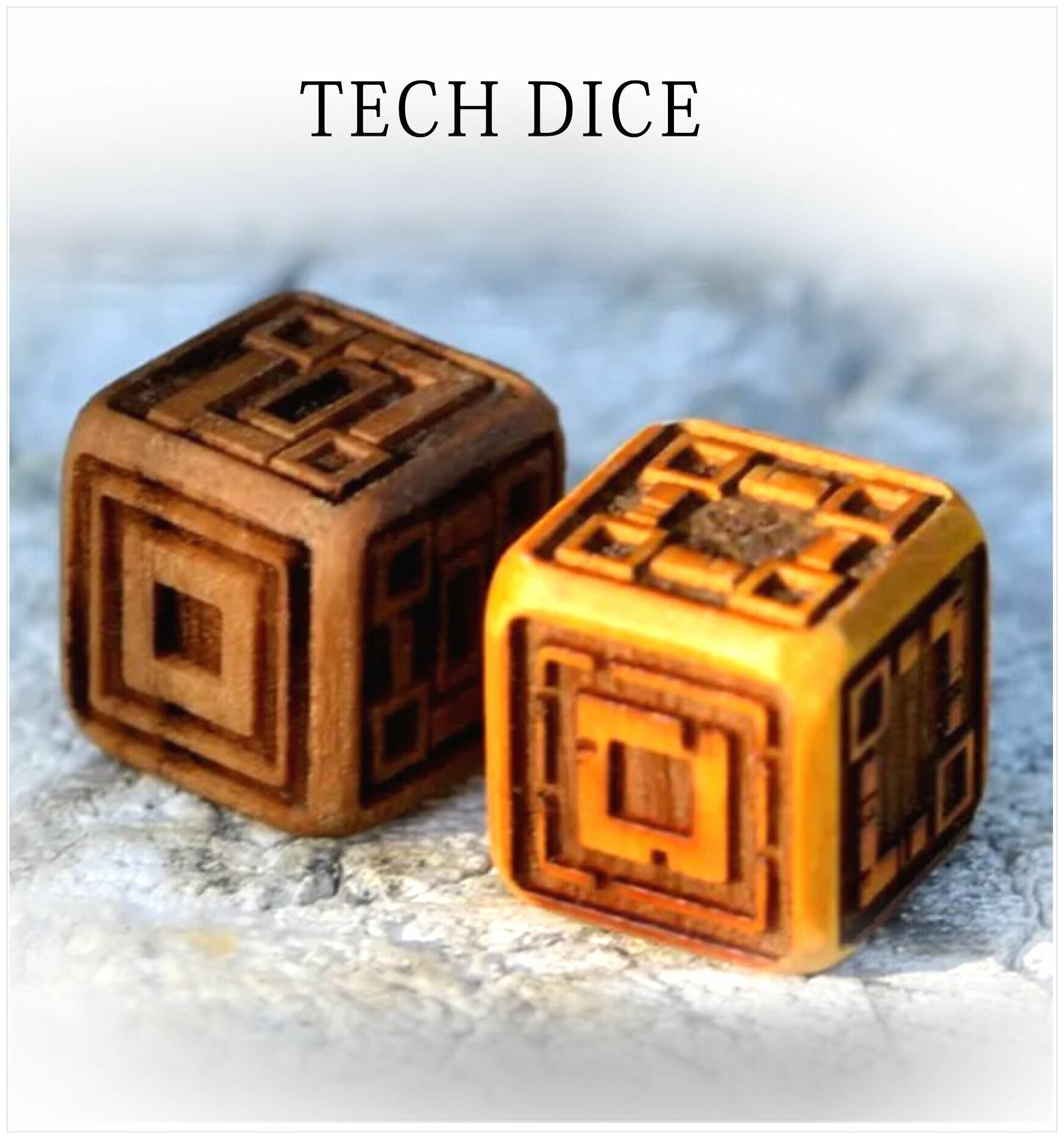 Игральные кубики Стимпанк Dice 2 шт, Кости игральные 16 мм, Деревянные кубики из Экзотической древесины, Игры DnD