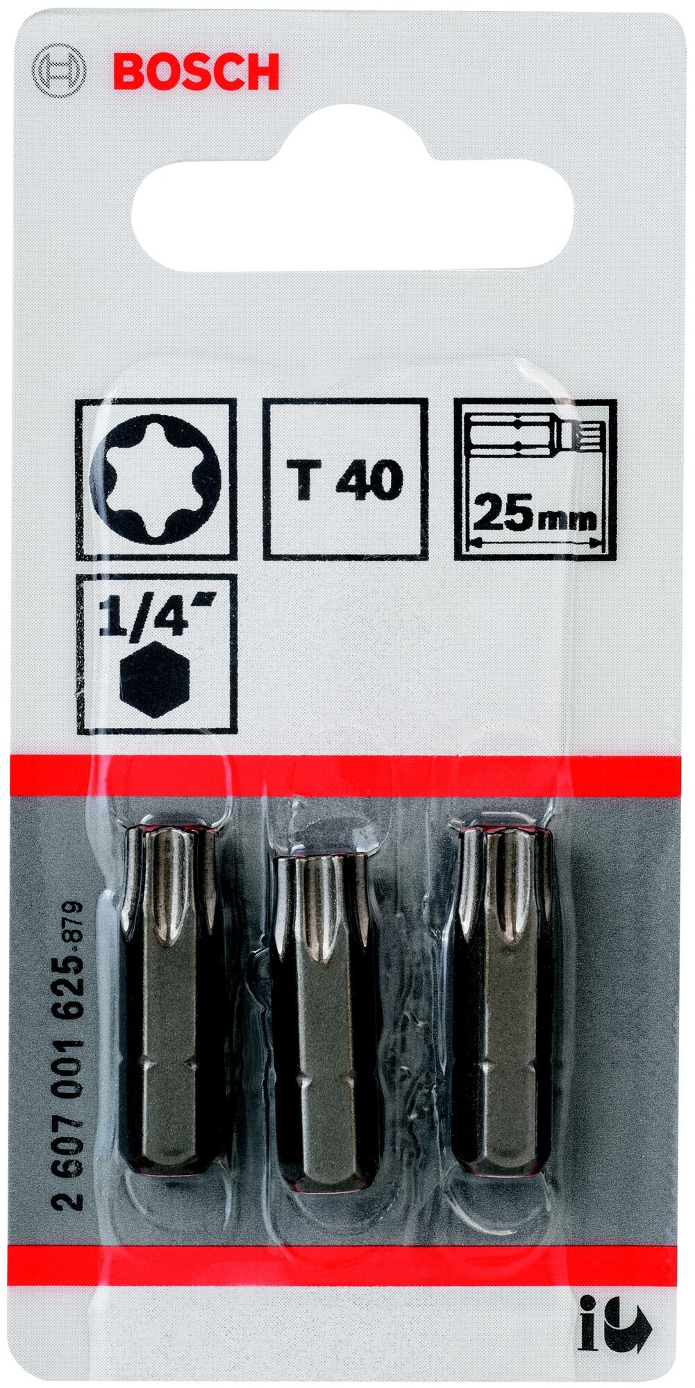 Бита (25 мм; 3 шт) TORX T40 XH Bosch 2607001625