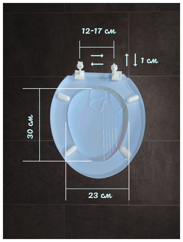 Сиденье для унитаза, крышка для унитаза, стульчак Бантик, цвет голубой - фотография № 3