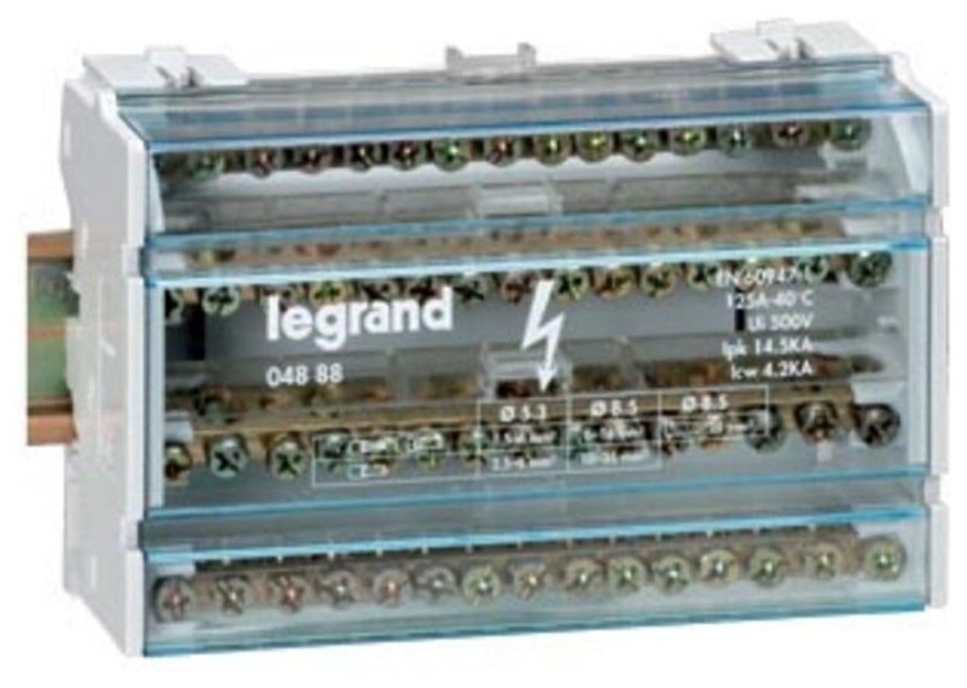 Модульный распределительный блок 4П 40 A 13 подключений. Legrand 004885 - фотография № 2