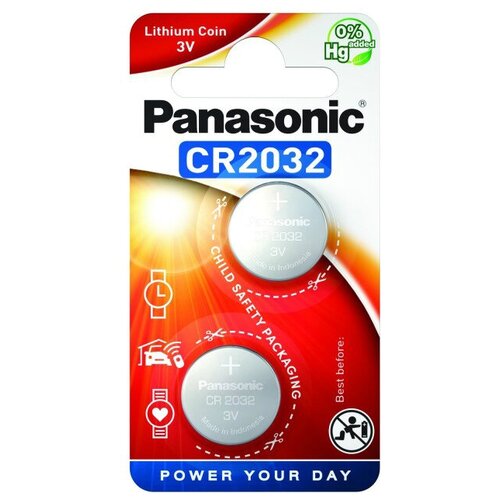 Батарейка Panasonic Lithium Coin CR2032, в упаковке: 2 шт.
