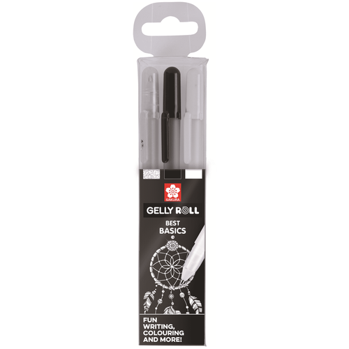 Гелевые ручки Gelly Roll, набор 3 шт, цвет чернил: прозрачный (0,5 мм.), черный (0,3 мм.), белый (0,4 мм.) набор белых гелевых ручек sakura gelly roll 3 штуки 0 3мм 0 4мм 0 5мм в блистере