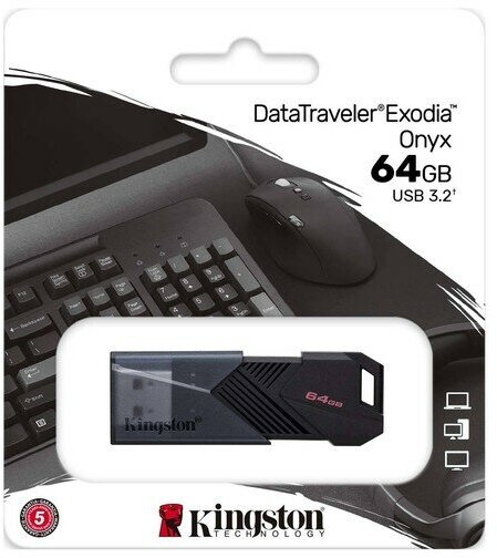 Накопитель USB 3.2 64Гб Kingston DataTraveler Exodia Onyx, черный