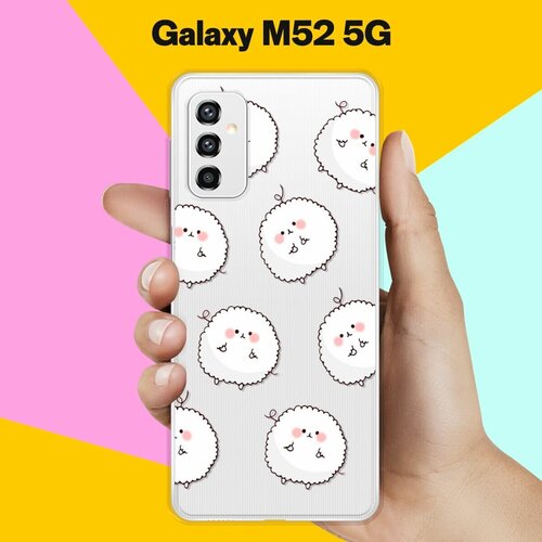 Силиконовый чехол на Samsung Galaxy M52 5G Белые ежики / для Самсунг Галакси М52