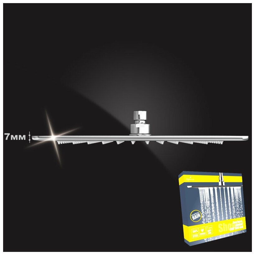 Верхний душ (тропический дождь) лейка из нержавеющей стали ELGHANSA MQ-730, квадратный 300*300*7мм - фотография № 3