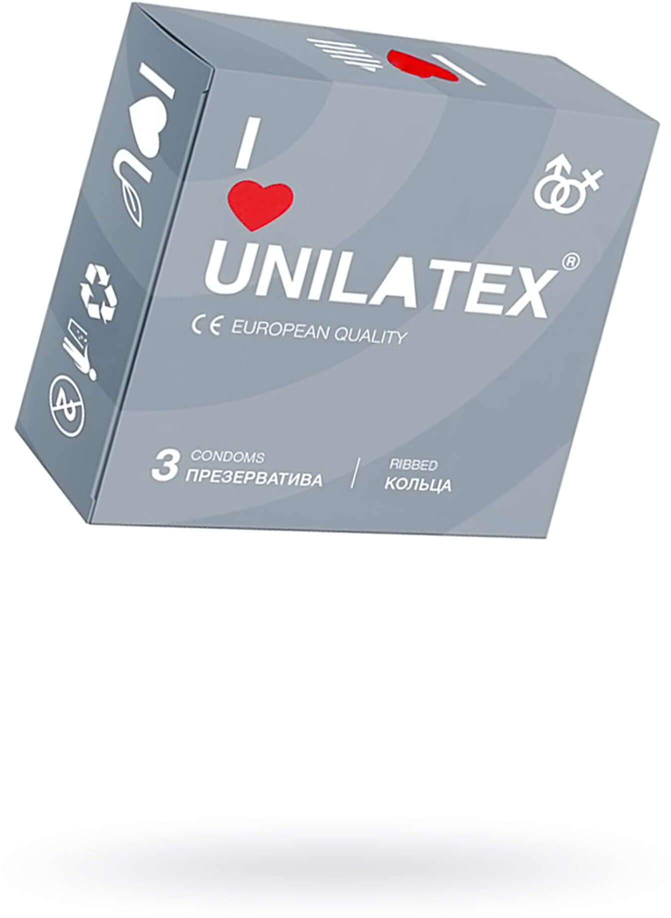 Unilatex / Презервативы Unilatex Ribbed3 шт, Поверхность с кольцами.