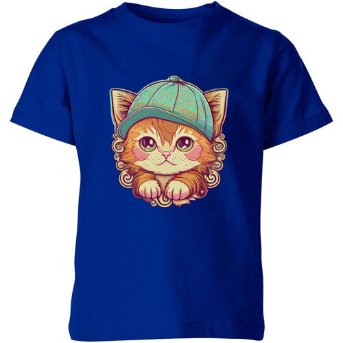 Футболка Us Basic, размер 12, синий детская футболка рыжий котенок в шляпе 104 синий