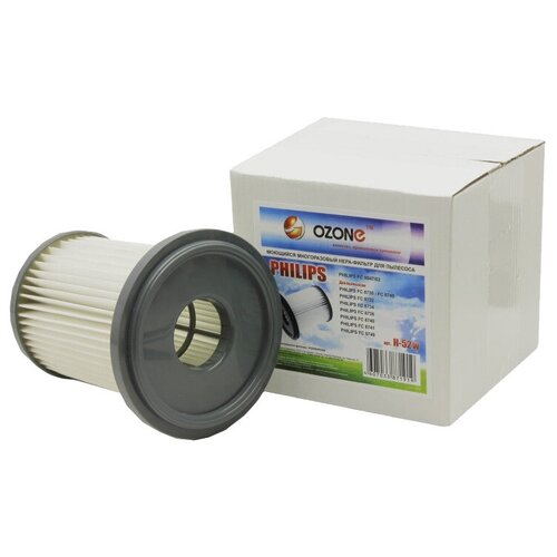 фильтр hepa ozone h 95 для пылесосов ariete 2778 dual action тип mod 4053 OZONE Фильтр HEPA H-52W, серый, 1 шт.