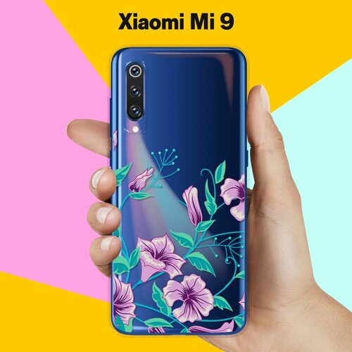 Силиконовый чехол Фиолетовые цветы на Xiaomi Mi 9 силиконовый чехол цветы фиолетовые на xiaomi mi 10 pro