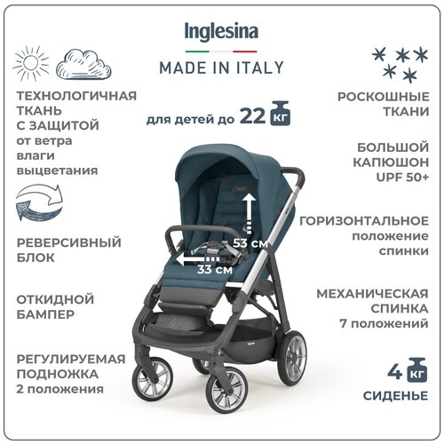 Прогулочная коляска Inglesina Aptica Vancouver blue прогулочная коляска inglesina aptica xt polar blue