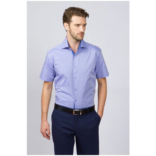 фото Прямая рубашка kanzler однотонная с коротким рукавом