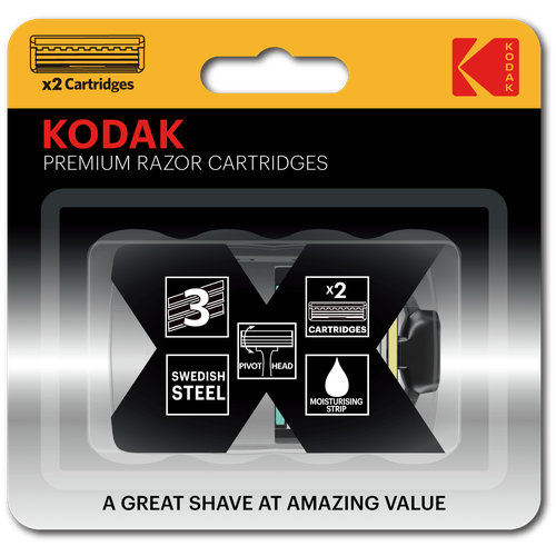 Сменные кассеты для бритья Kodak Premium Razor 3 лезвия 2 штуки, 2шт
