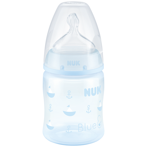 фото Nuk first choice plus baby rose&blue бутылочка полипропиленовая с соской из силикона, 150 мл, с рождения, лодки
