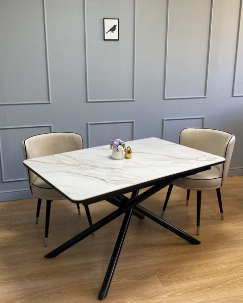 фото Стол KENNER DK1200 черный/керамика мрамор золотой