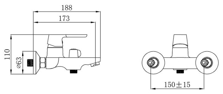 Смеситель для ванны ТМ РМС SL123BL-009E - фотография № 9