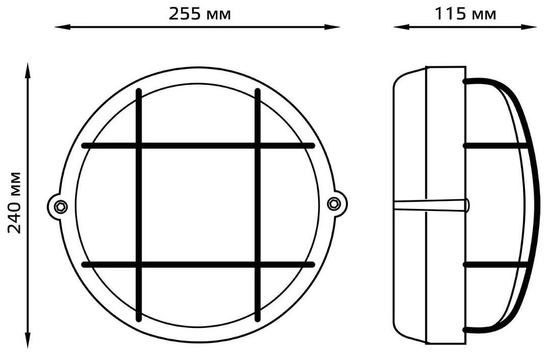 Gauss Светильник НБП IP54 255*240*115 круг с решеткой под лампу Е27 max 100W, 1/8 926602111 - фотография № 2