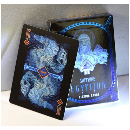 Карты игральные Egyptium playing cards-издание Sapphire / Покерный размер, 54 карты / Авторская дизайнерская колода для коллекционеров и фокусников