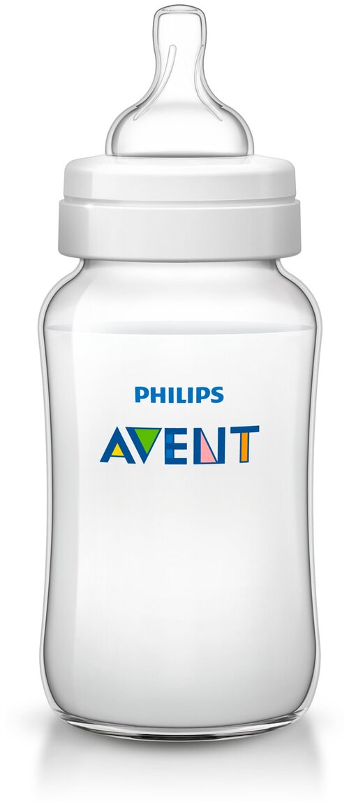 Philips AVENT Бутылочка полипропиленовая Classic+ SCF566/17, 330 мл, с 3 месяцев, бесцветный/белый