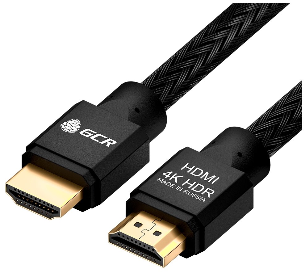 GCR Кабель 0.3m HDMI версия 2.0, HDR 4:2:2, Ultra HD, 4K 60 fps 60Hz/5K*30Hz, 3D, AUDIO, 18.0 Гбит/с, 28/28 AWG, OD7.8mm, тройной экран, BICOLOR нейлон, AL корпус зеленый, GCR-52288 Greenconnect HDMI - фото №1