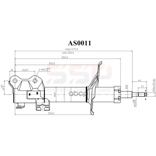 Амортизатор Передний Правый Ssp As0011 SSP арт. AS0011