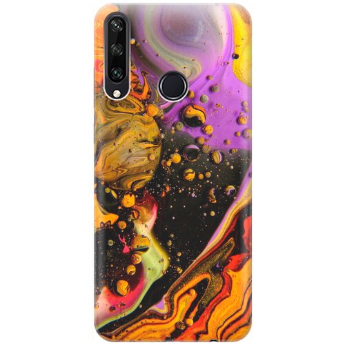 фото Силиконовый чехол на huawei y6p / хуавей у6р с принтом "разноцветные капли" gosso