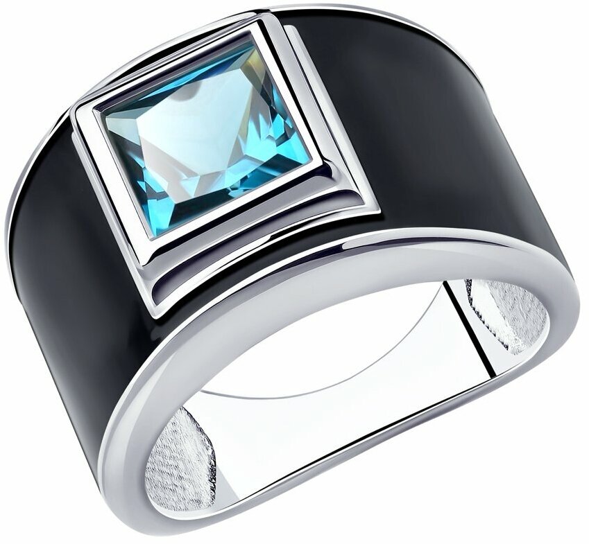 Кольцо Diamant online, серебро, 925 проба, эмаль, топаз