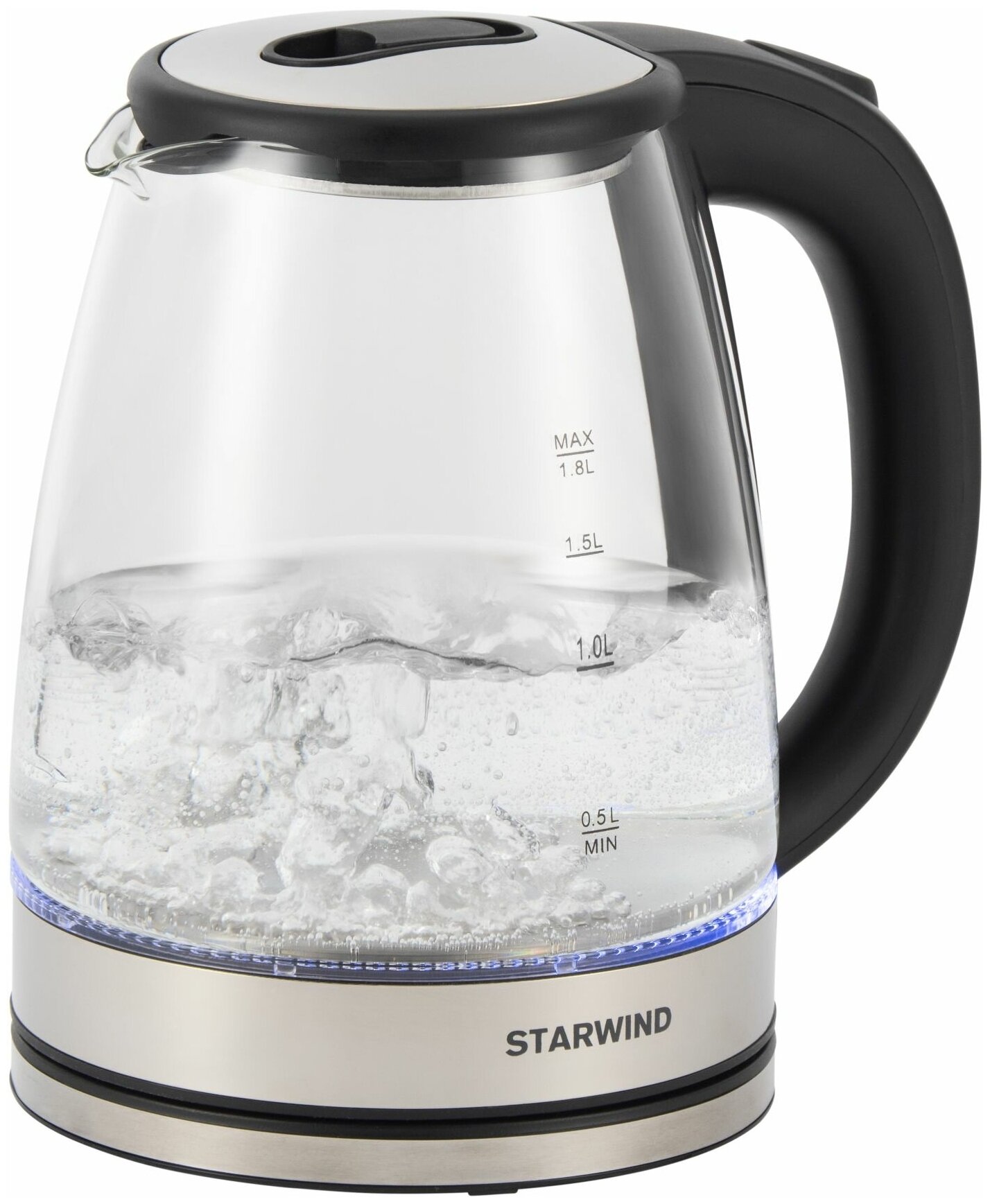 Чайник электрический Starwind SKG4777 черный/прозрачный, стекло - фото №2