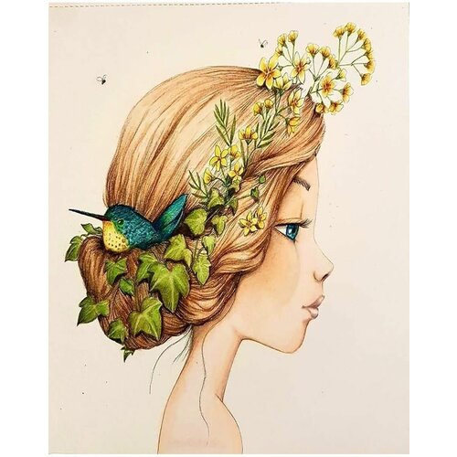 Картина по номерам Девушка с цветочным венком 40х50 см