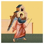Икона на дереве ручной работы - Мерная икона, Благовещение (Гавриил), 20x20x3 см, арт Ид5245 - изображение