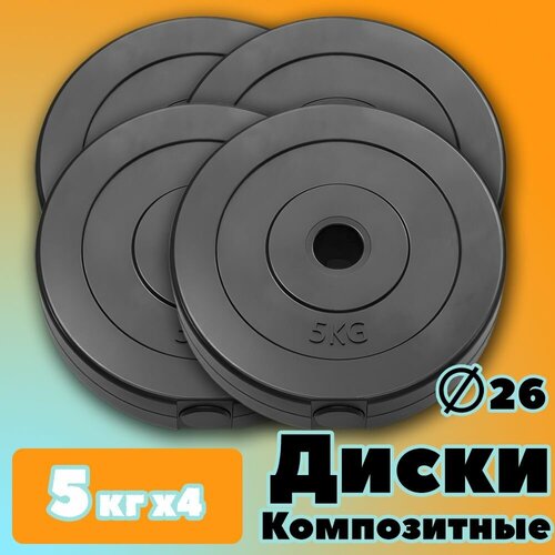 Комплект Дисков для гантелей и штанги PROFIGYM 26мм 5кг. / 4 шт.