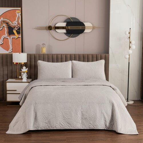 Изображение товара Покрывало Sofi De Marko "Мелисса", кант, 160x220 см, 100% вискоза, светло-серый