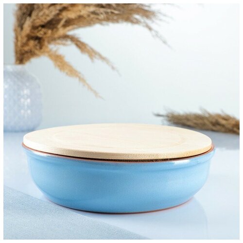 Набор для холодца Вятский 1 1 емкость1л 1 деревянная крышка голубой 991₽