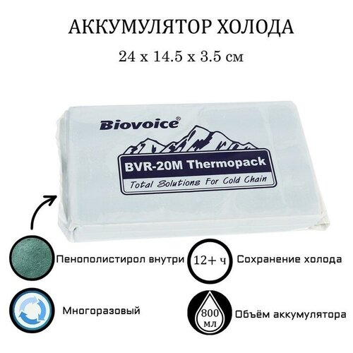 фото Аккумулятор холода biovoice bvr-20m, 800 мл, 24 х 14.5 х 3.5 см noname