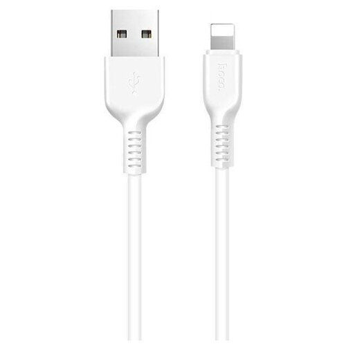 Кабель USB-A - Apple Lightning Hoco / 1 метр / 2A / зарядка и передача данных / белый кабель usb a apple lightning hoco 1 метр 2a зарядка и передача данных черный
