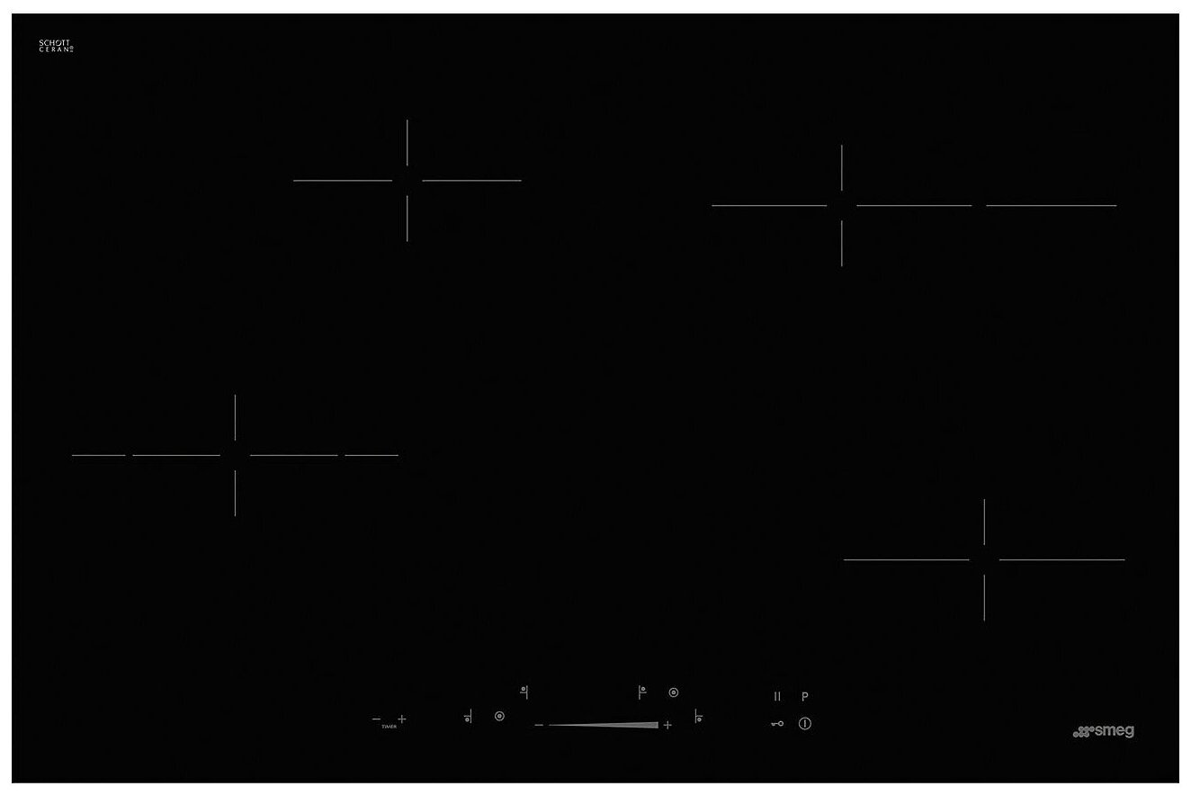 Встраиваемая варочная панель Smeg 80 см, ультранизкий профиль, Compact Slider, 4 зоны, черный цвет