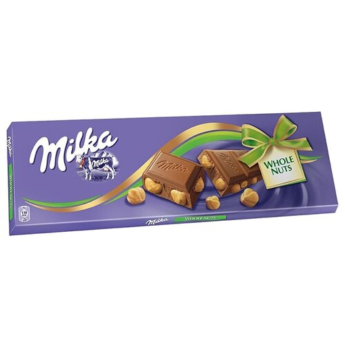Шоколад Milka Whole Nuts молочный с цельным фундуком, 250 г